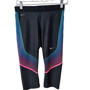 Nike Power Speed Women's Running‎ Capris Size Small Black Zip Pocket